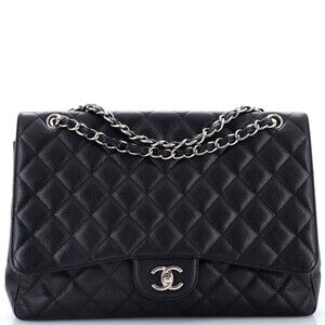 Chanel Maxi Classic Single Flap Bag Quilted Caviar
